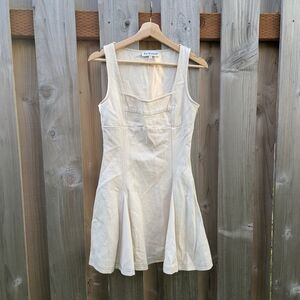 En Saison Square Neck Sleeveless Cream Mini Dress